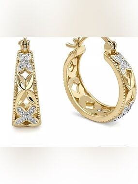 NWT Crystal 18k Gold Plated Hoop Earrings